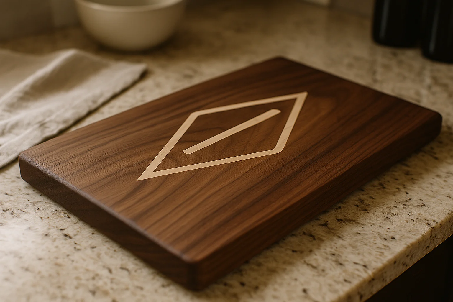 Cutting Board with Diamond Shape Inlay - CNC Digital Design File for Easel